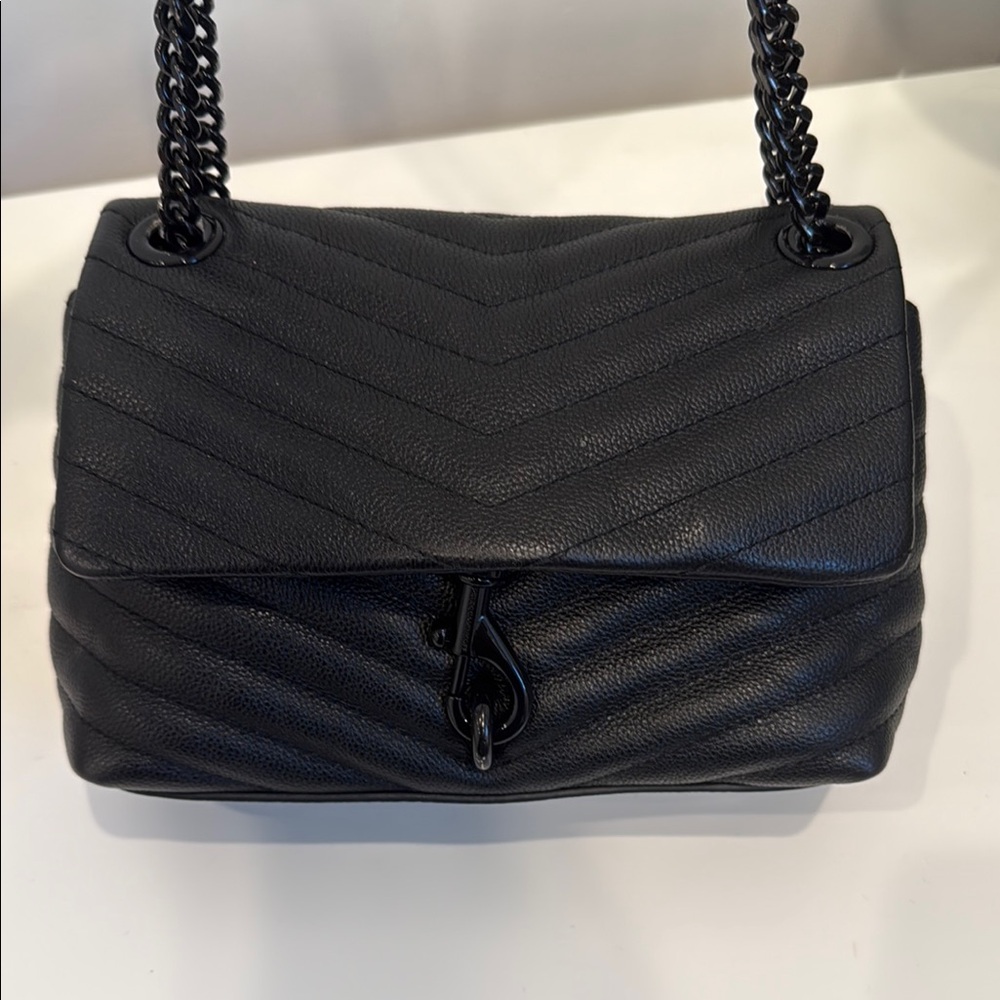 Rebecca Minkoff Edie Crossbody Elegant Black Quilted Purse - Picture 2 of 7